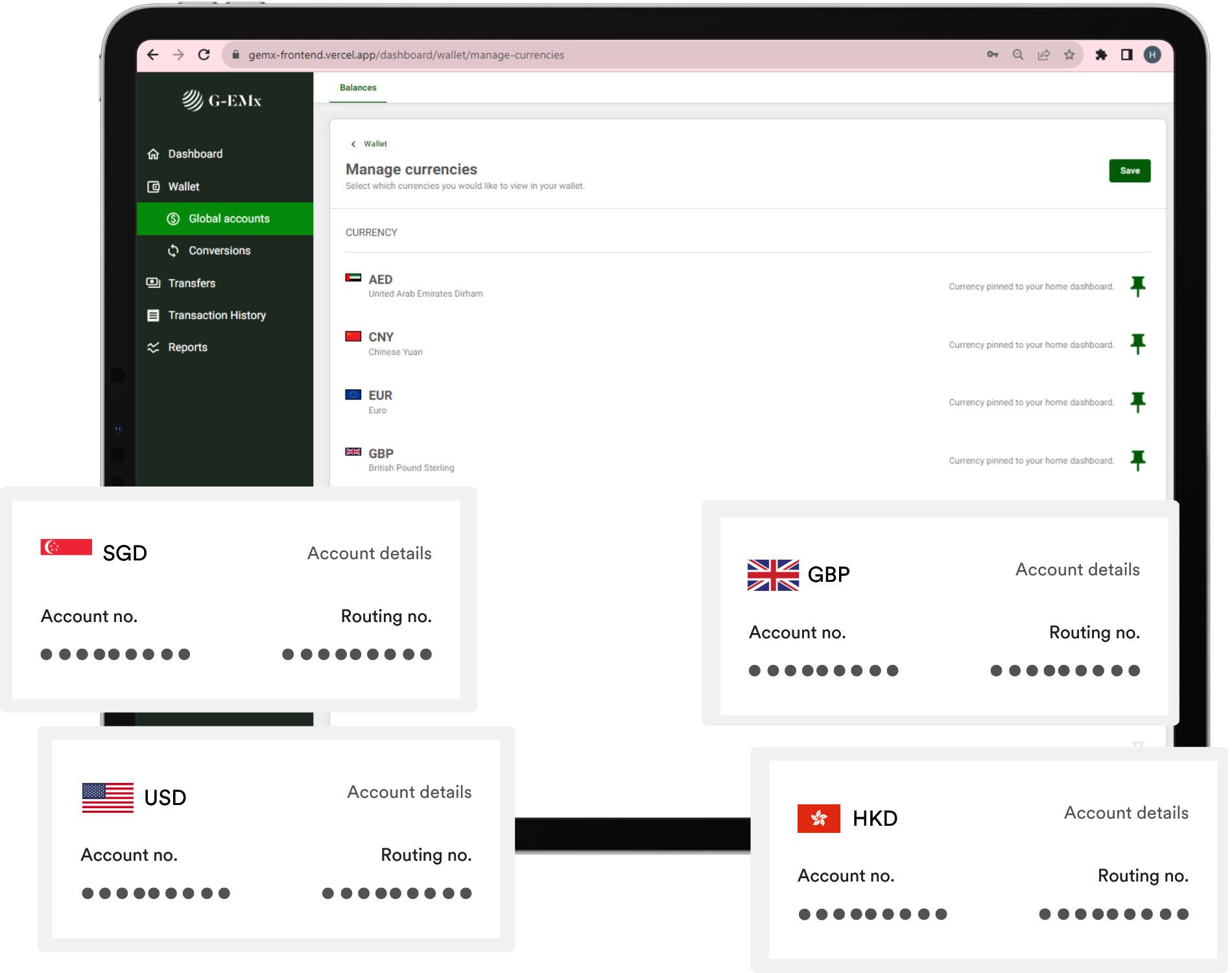 g-emx payment platform - desktop